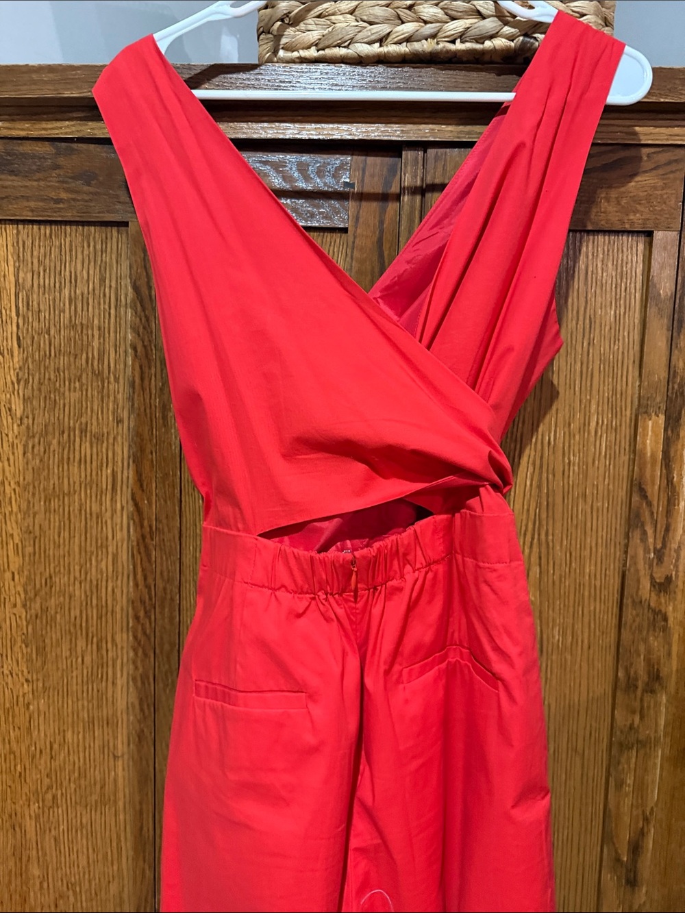 J. Crew Bright Red Sleeveless Jumpsuit with V-Neck - Picture 6 of 7